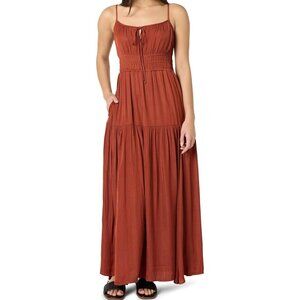 The Drop Tavia Tie-Front Tiered Maxi Dress - X-Small - Burnt Henna - NWT